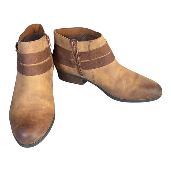 Clarks Women’s Addiy Cora Brown Leather Ankle Western Boots Size-8.5m - Picture 2 of 10
